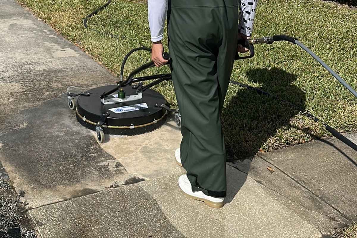 Professional exterior surface cleaning in Broward County preparing outdoor areas before rain season.