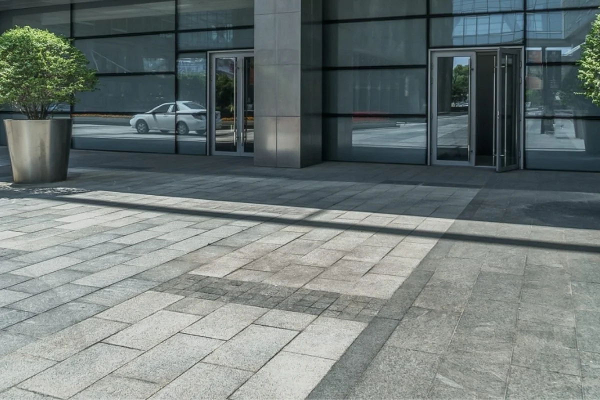 Commercial paver and hard surface area at a managed property in Broward County.