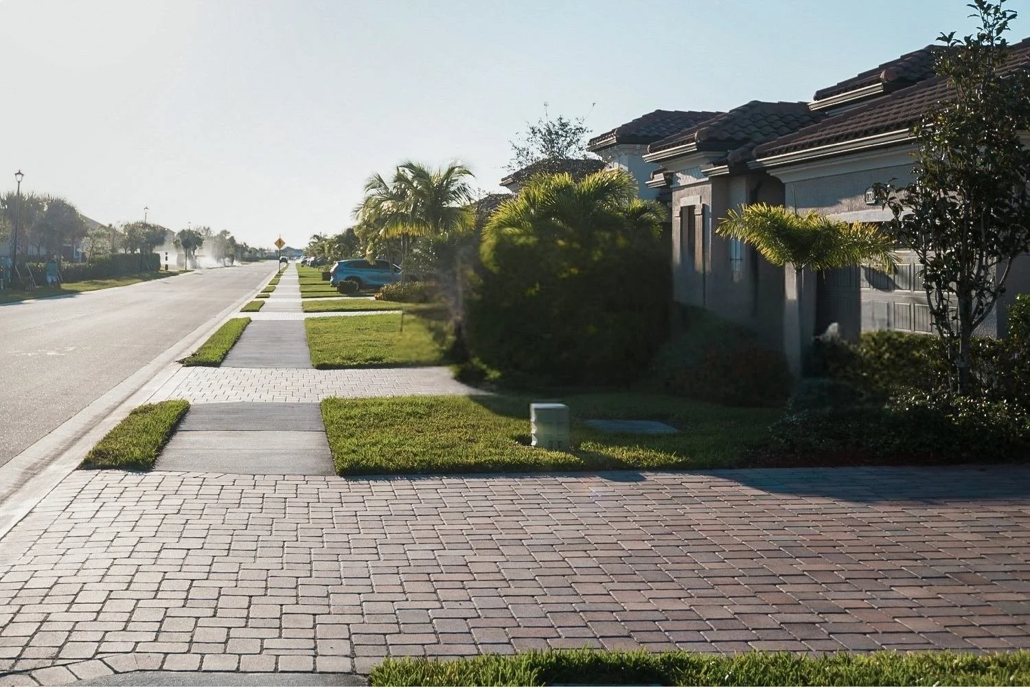 Brick paver driveway exposed to sun and weather conditions in South Florida