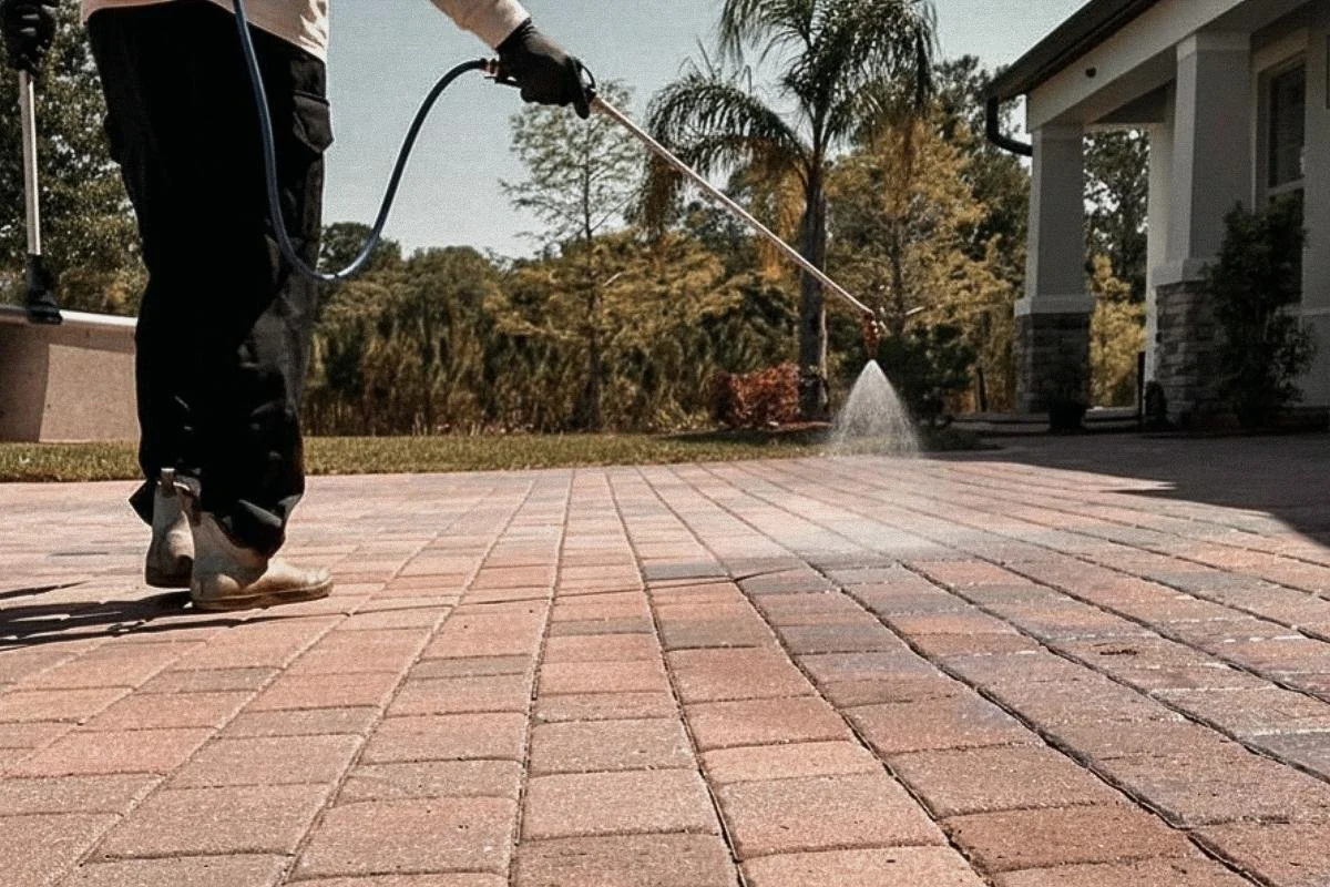 Professional paver sealing and surface protection for a residential outdoor area in Broward County.