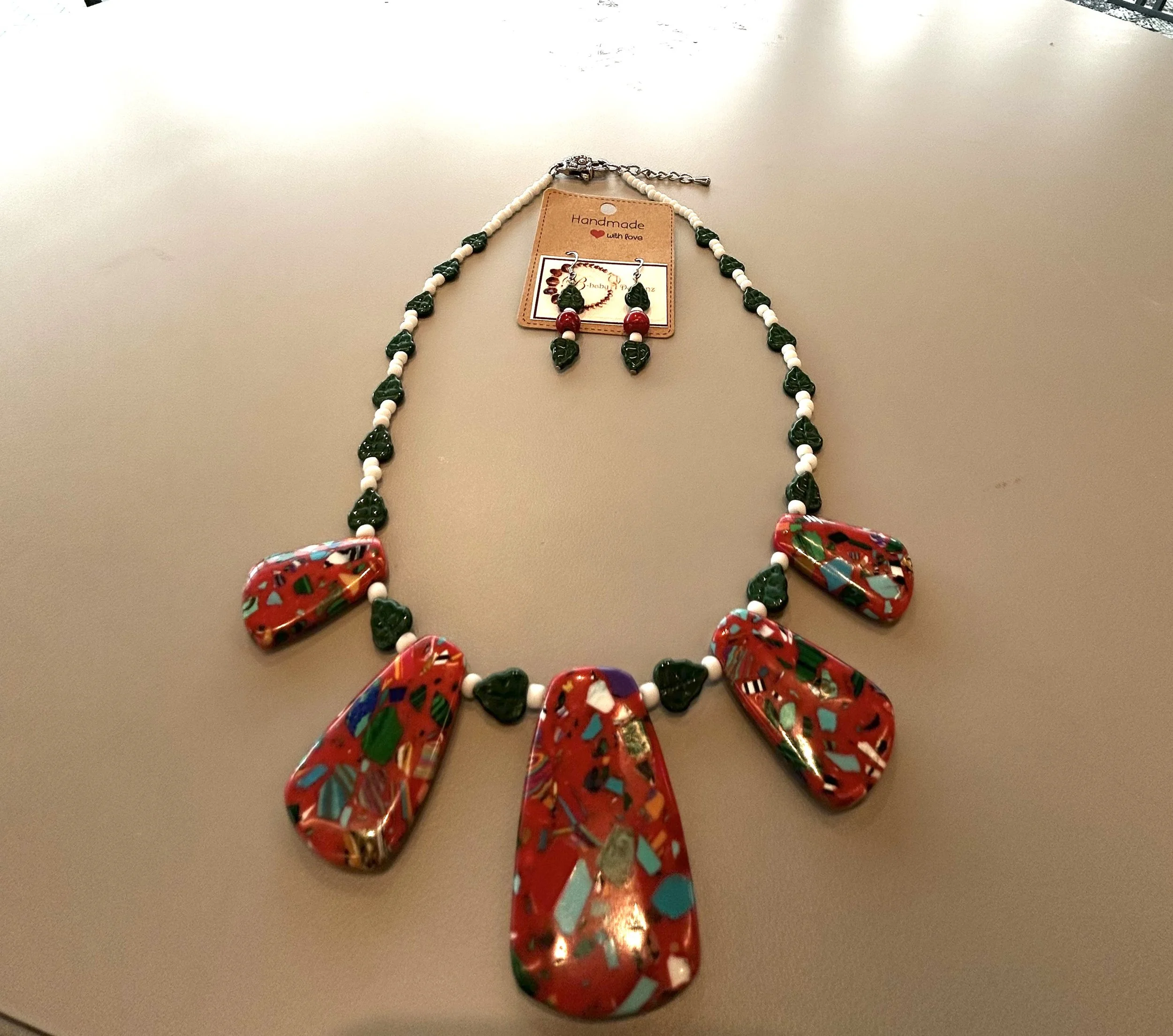 Handmade Mosaic Necklace and Earrings Set