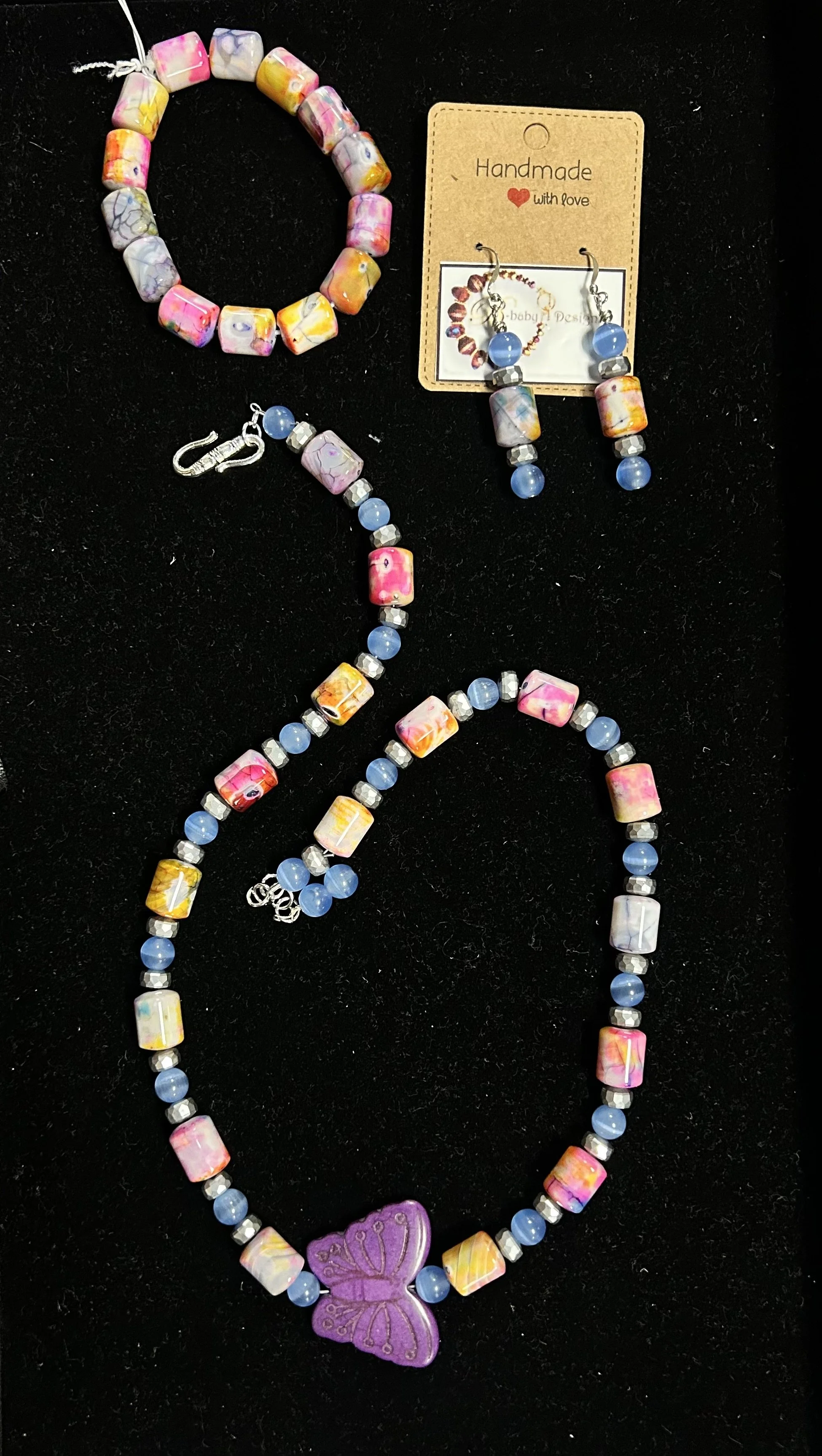 Mixed Agate Purple Butterfly