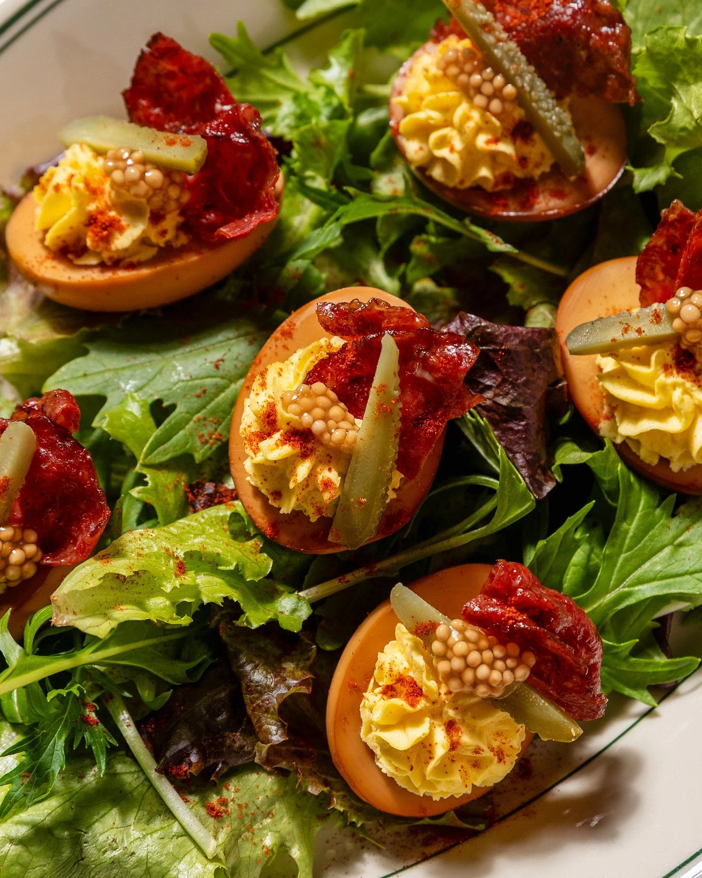 Yeah, brunch has shareables too&hellip; start there, that's the move.

Deviled eggs with smoked paprika, crispy sweet coppa, gherkin relish, and chive. Million Dollar Bacon with habanero candied bacon, bourbon sweet potato puree, and kettle corn (yes