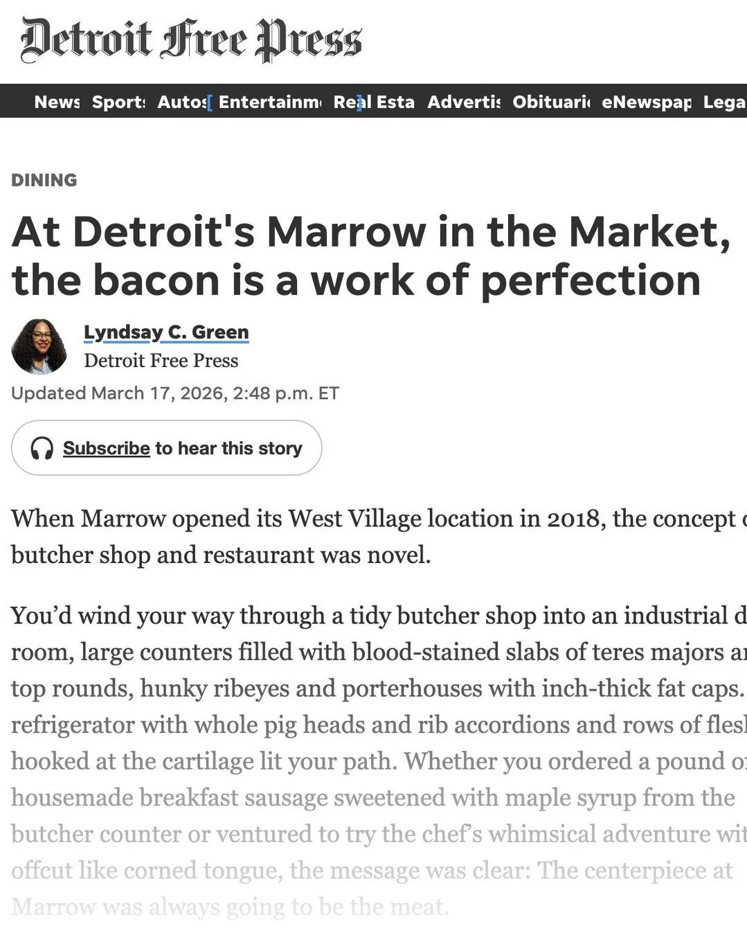A little throwback to when @ladyluff @detroitfreepress came through and said what we already knew.

"Market bacon is a work of perfection in presentation, in taste, in texture and in execution." >> Lyndsay C. Green, Detroit Free Press