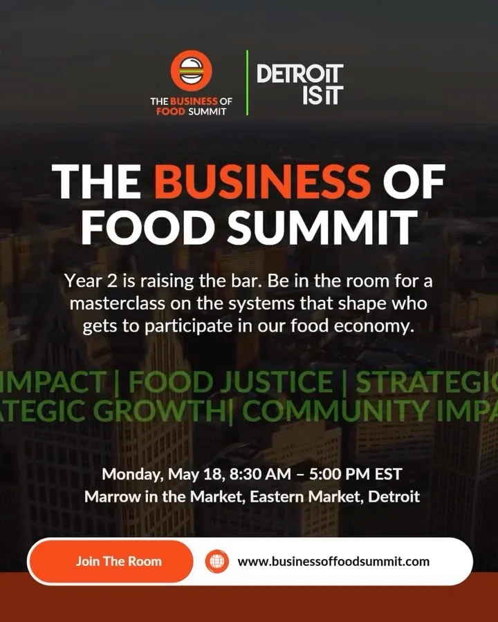 💥 The Business of Food Summit, brought to you by @detroitisit, is landing at Marrow in the Market this Monday, May 18 >> a full day of panels and conversations with the people building, sustaining, and growing in this space. Chefs, founders, p