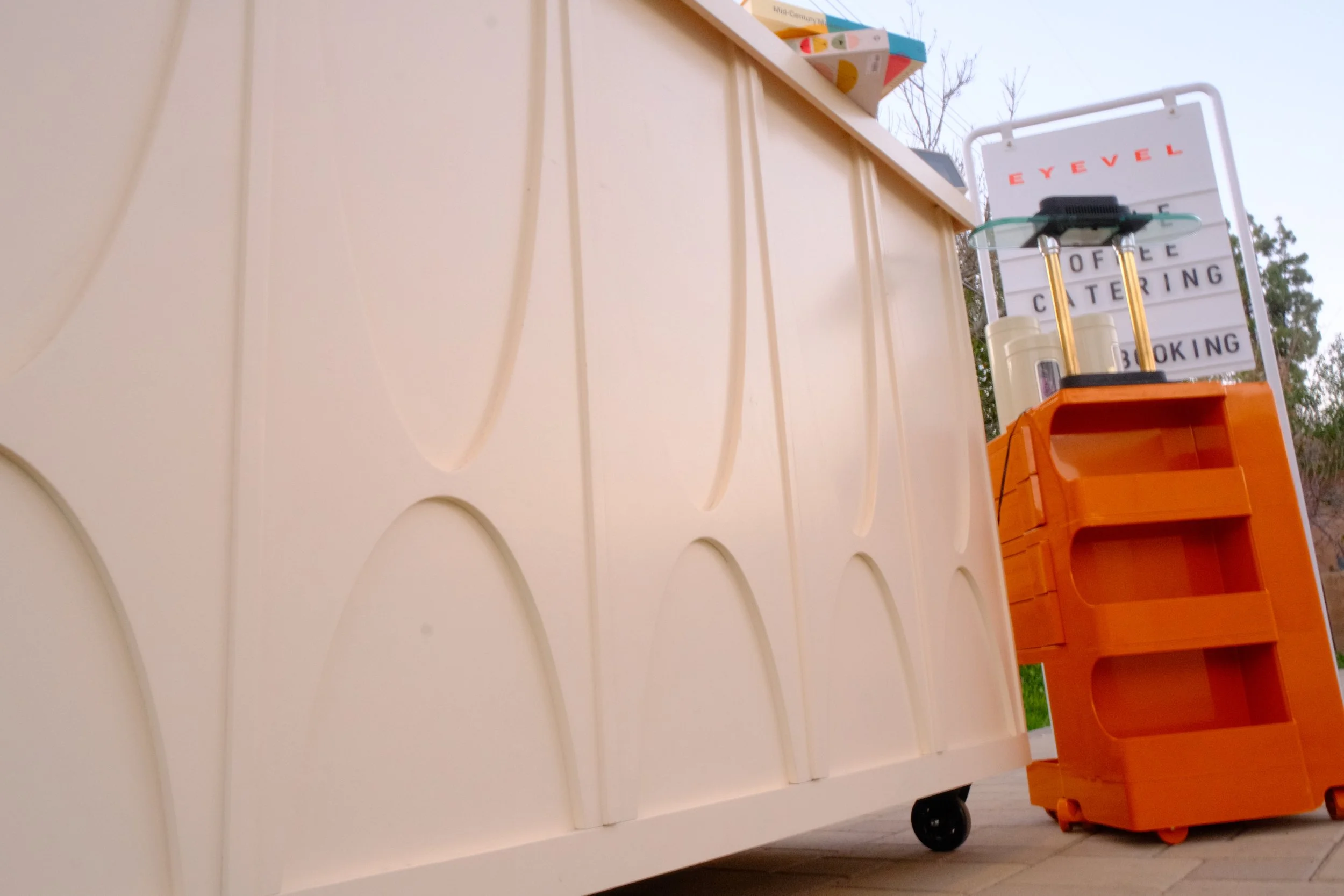 shot looking up to coffee cart 