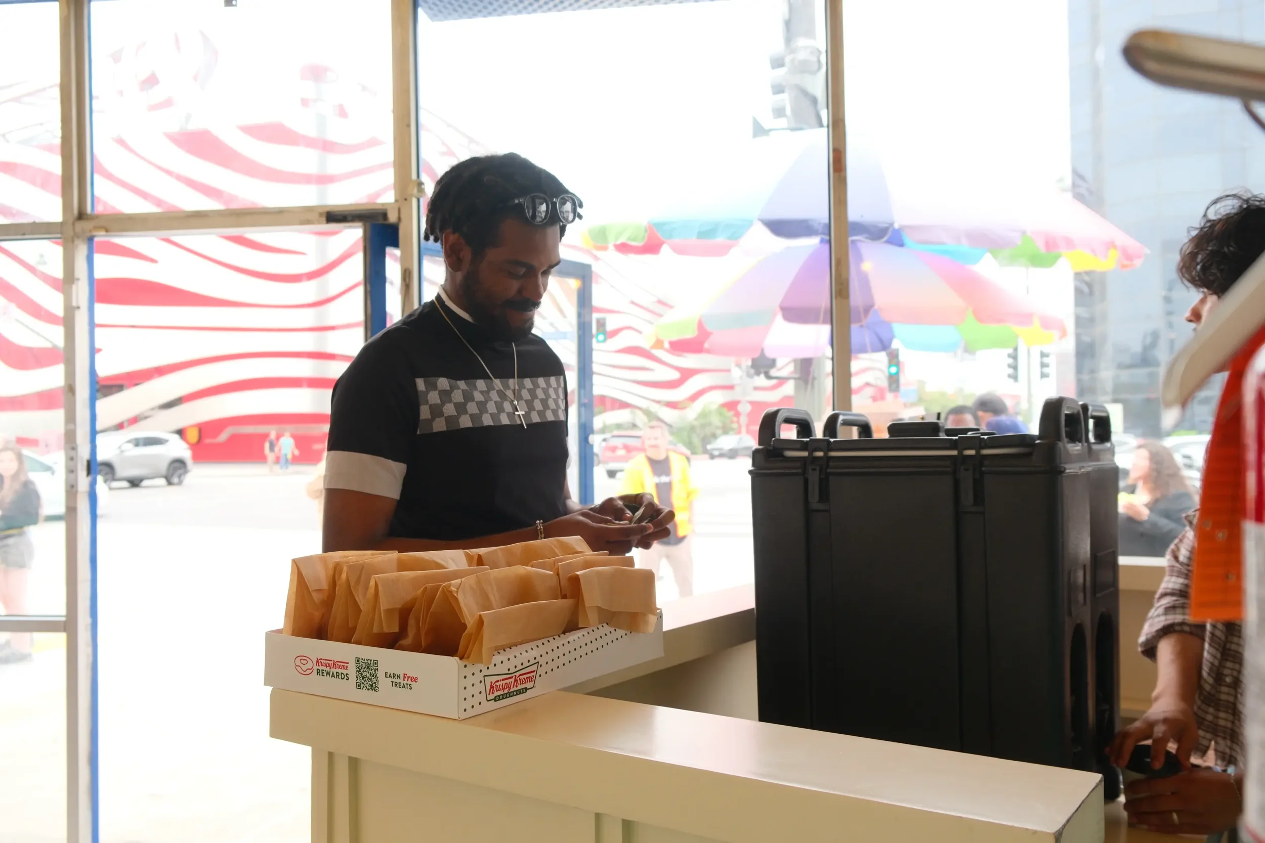 Guests lined up at the Eyevel coffee bar