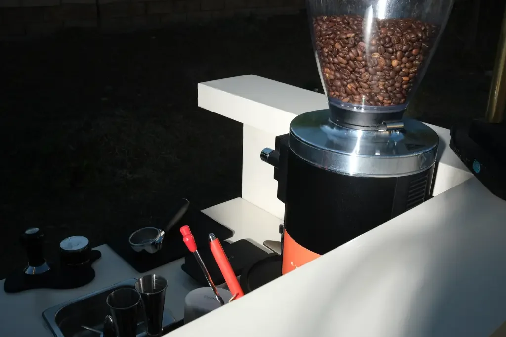 Design details of the Eyevel midcentury coffee cart