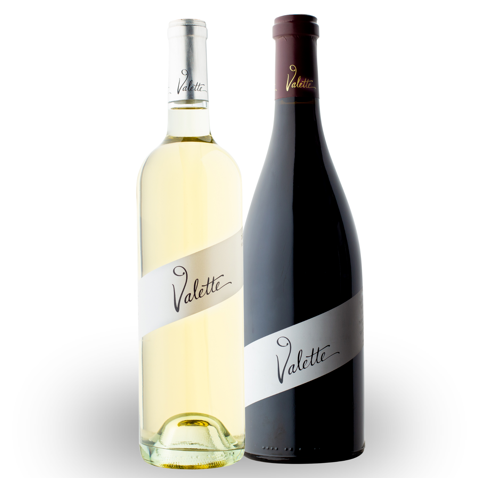 Bottle shots of two Valette Wines bottles - Sauvignon Blanc and the Pinot Noir