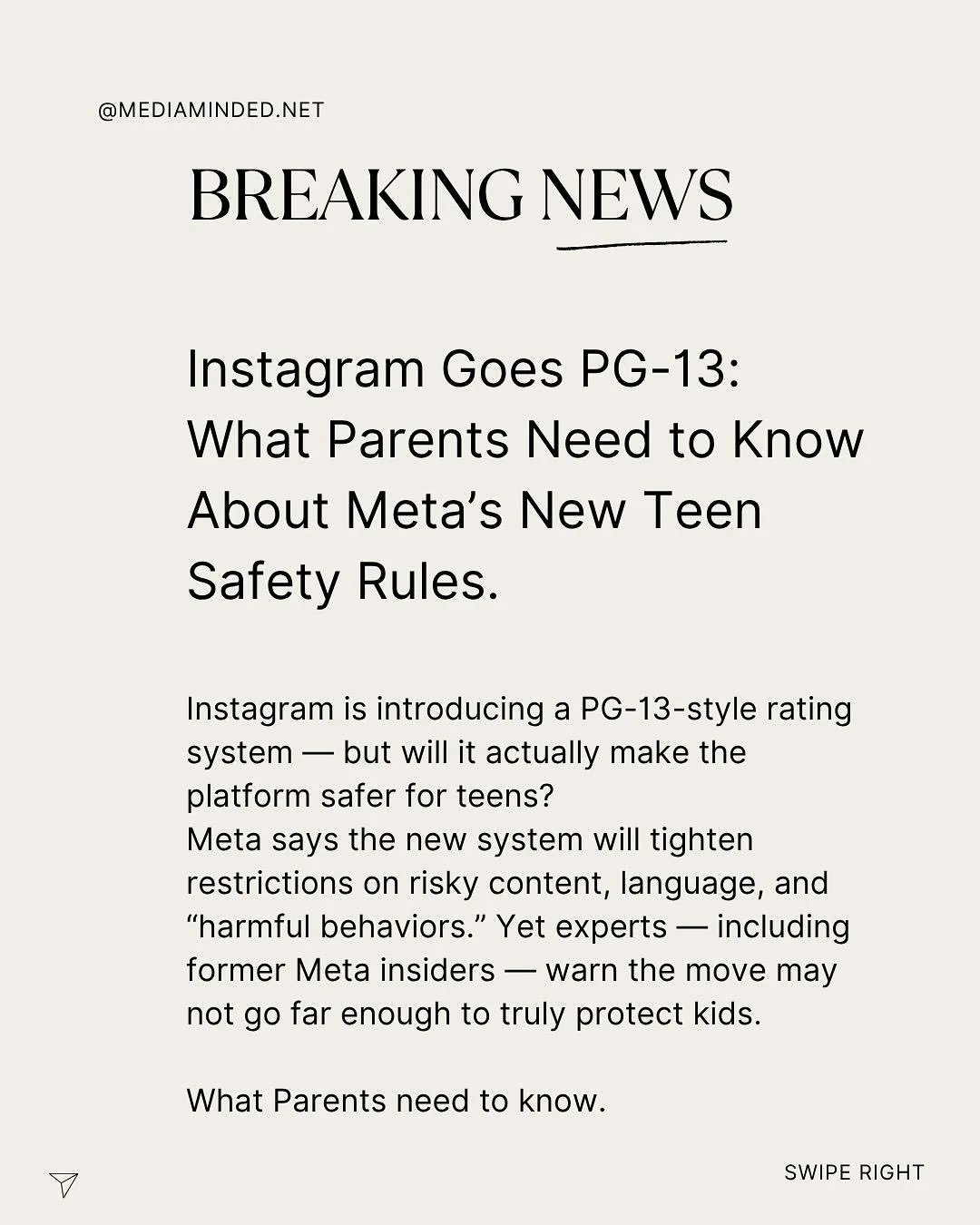 Meta has finally responded to pressures on increasing safety measures for teen accounts on Instagram. But parents still need to stay vigilant and engaged with their kids and discuss online safety, digital footprints and mental health. For tips on par