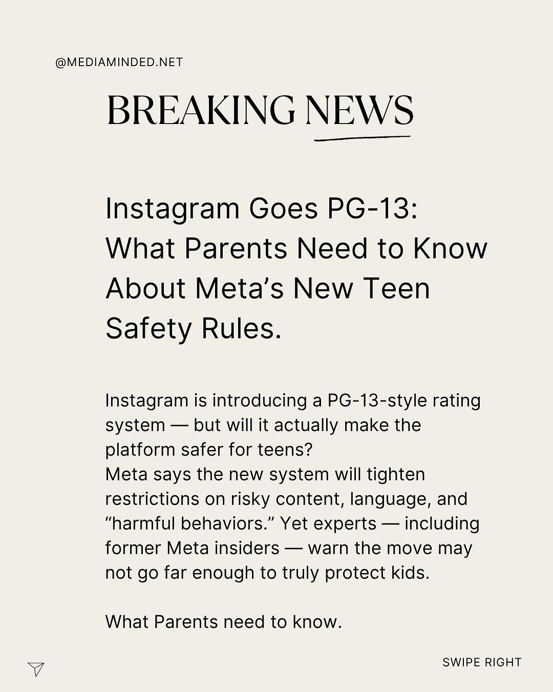 Meta has finally responded to pressures on increasing safety measures for teen accounts on Instagram. But parents still need to stay vigilant and engaged with their kids and discuss online safety, digital footprints and mental health. For tips on par