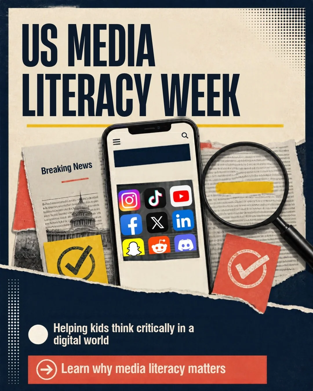 It's National Media Literacy Week!

With algorithms shaping what we see, AI making it harder to distinguish fact from fiction, and misinformation spreading rapidly online, media literacy has never been more important.

But media literacy isn't just a