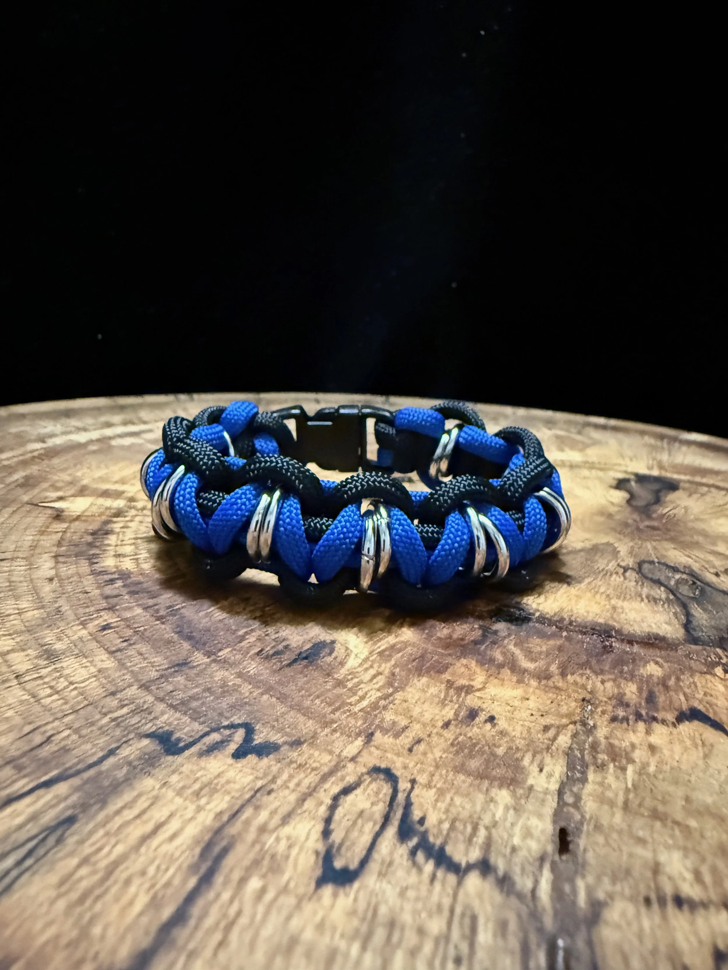 SILVER TIDE FIDGET BRACELET (blue & black, silver-tone & black)