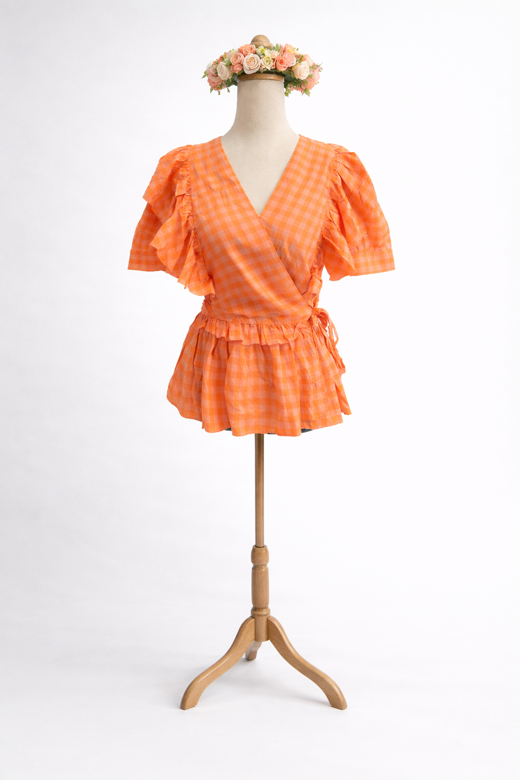 Orange gingham blouse
