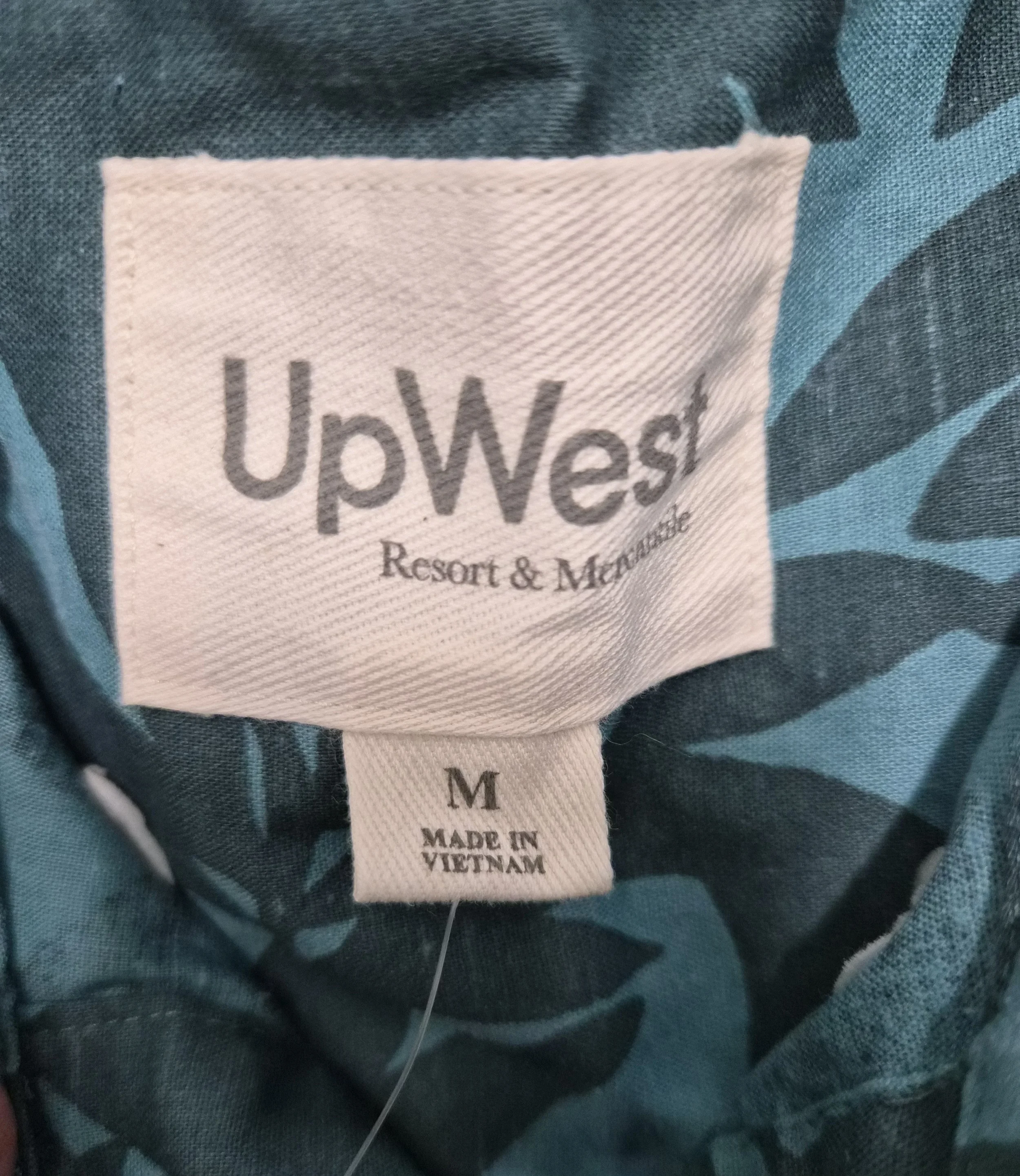 UpWest Teal Tropical Short Sleeve Button-Up Shirt – Size M