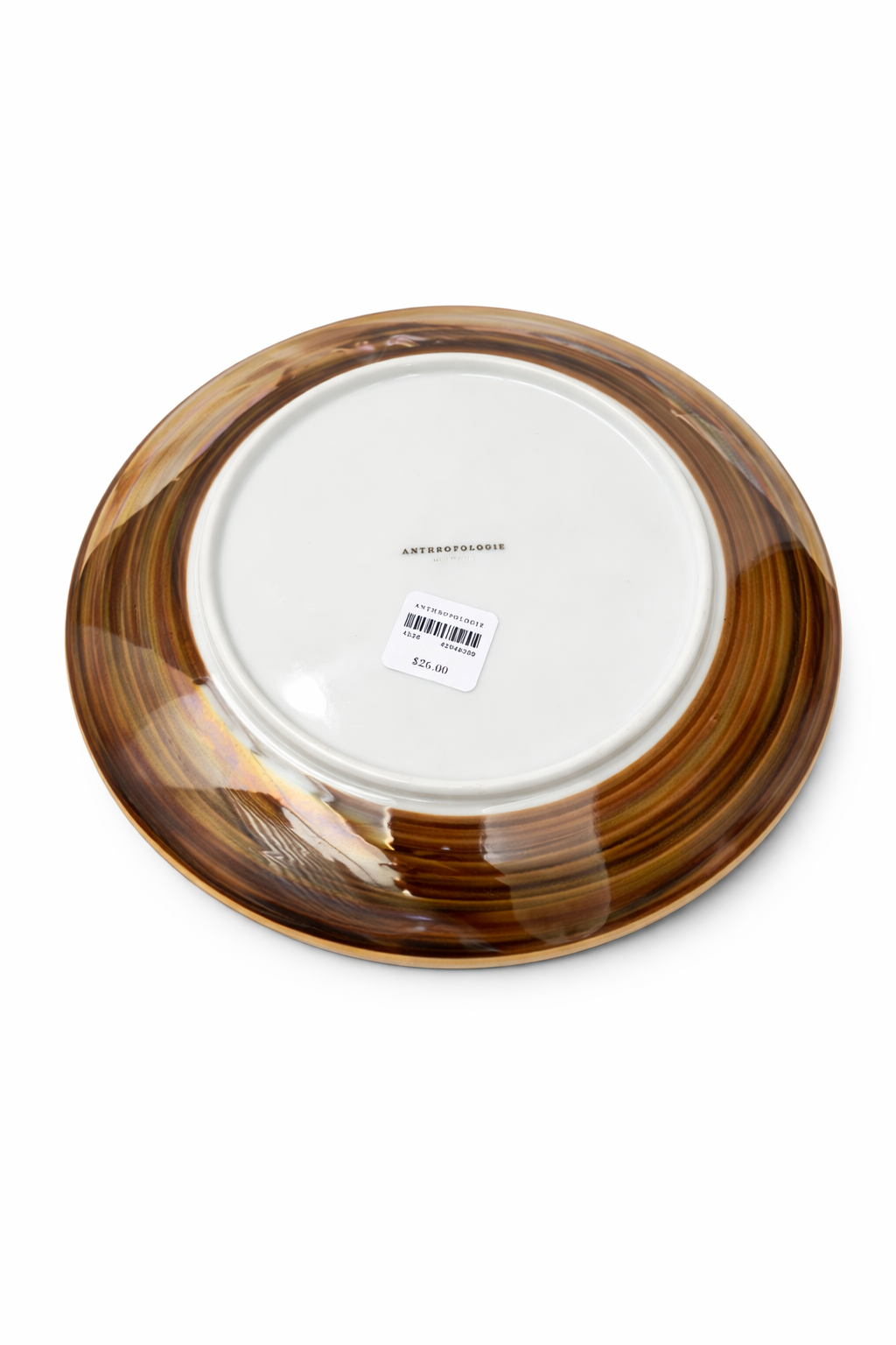 Marble Woodgrain Ceramic Plate with Gold Trim – Black / Ivory