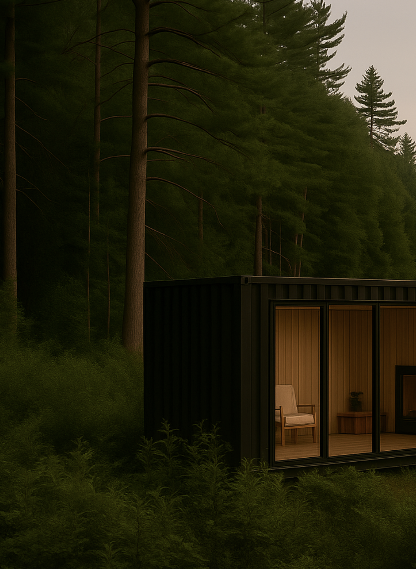 Wabi-Sabi wellness retreat nestled in a quiet forest in Ontario, designed for mindful, restorative stays.