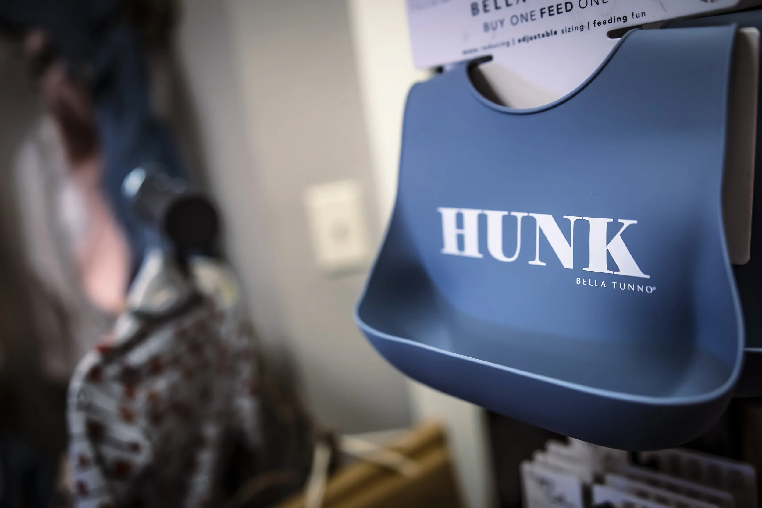 Baby feeding bag with the name HUNK