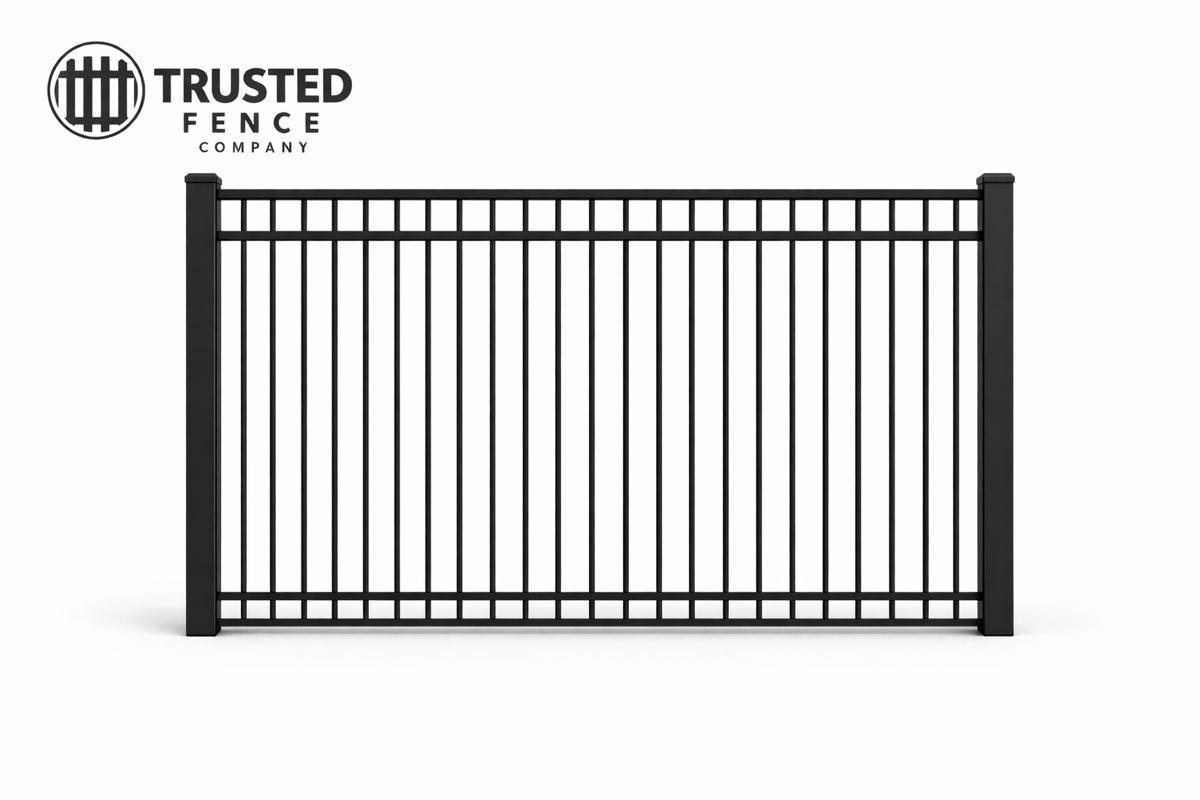 Flat top aluminum fence panels for residential installation in Salt Lake City