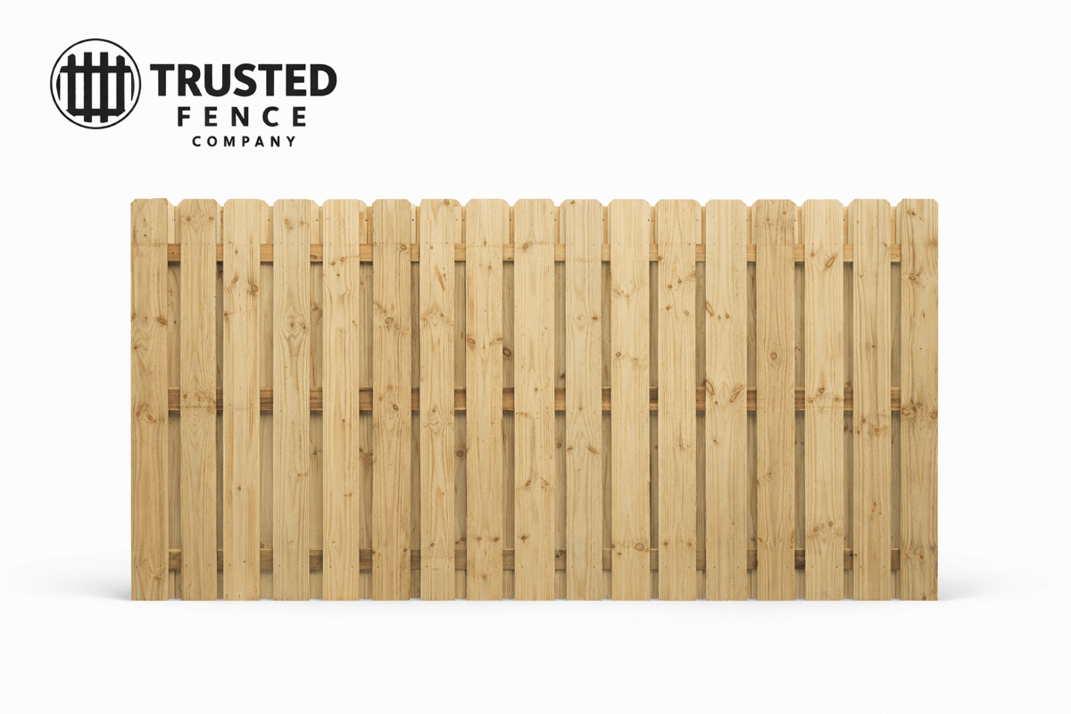 Shadow box wood fence panels for residential installation in Salt Lake City