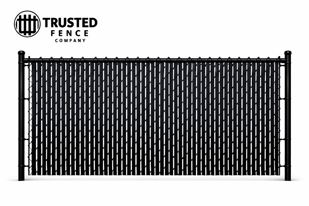 Slatted privacy chain link fence panels for residential installation in Salt Lake City