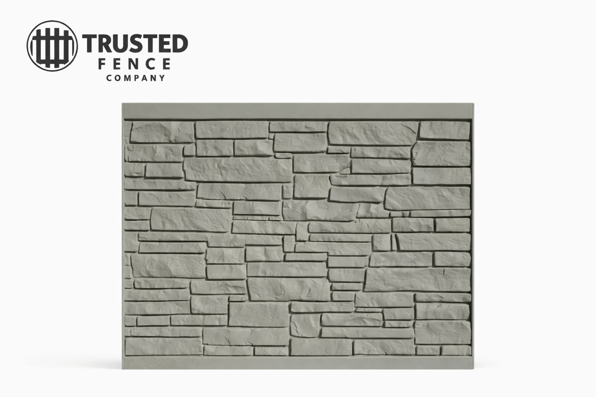 EcoStone fencing panels with stone-textured design for installation in Salt Lake City
