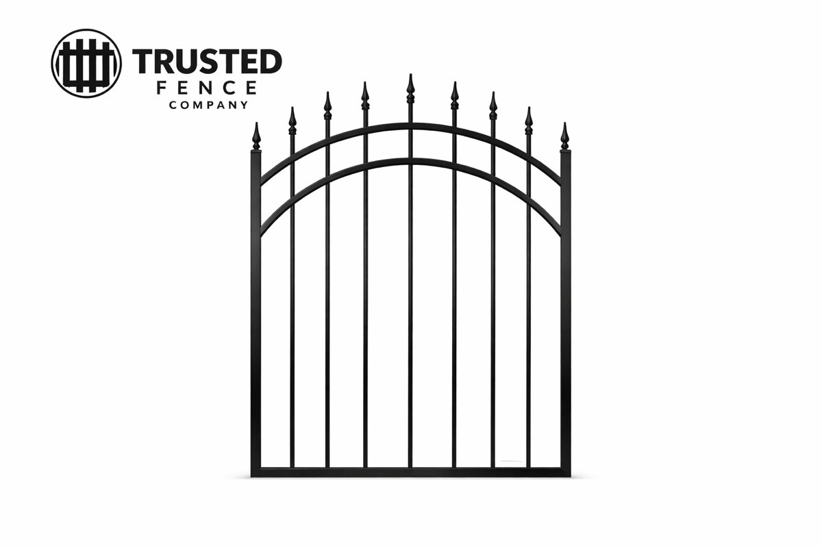 Arched top iron fence panels with decorative curves in Salt Lake City