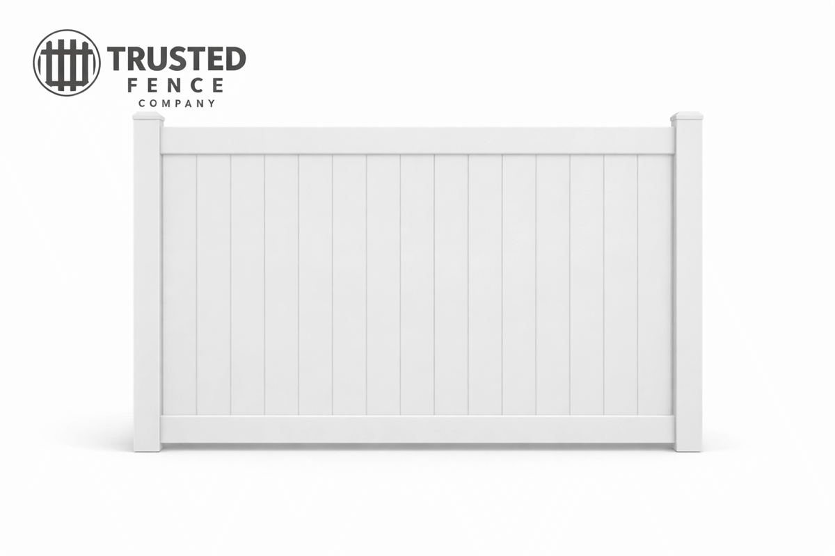 White vinyl privacy fence panels for residential installation in Salt Lake City