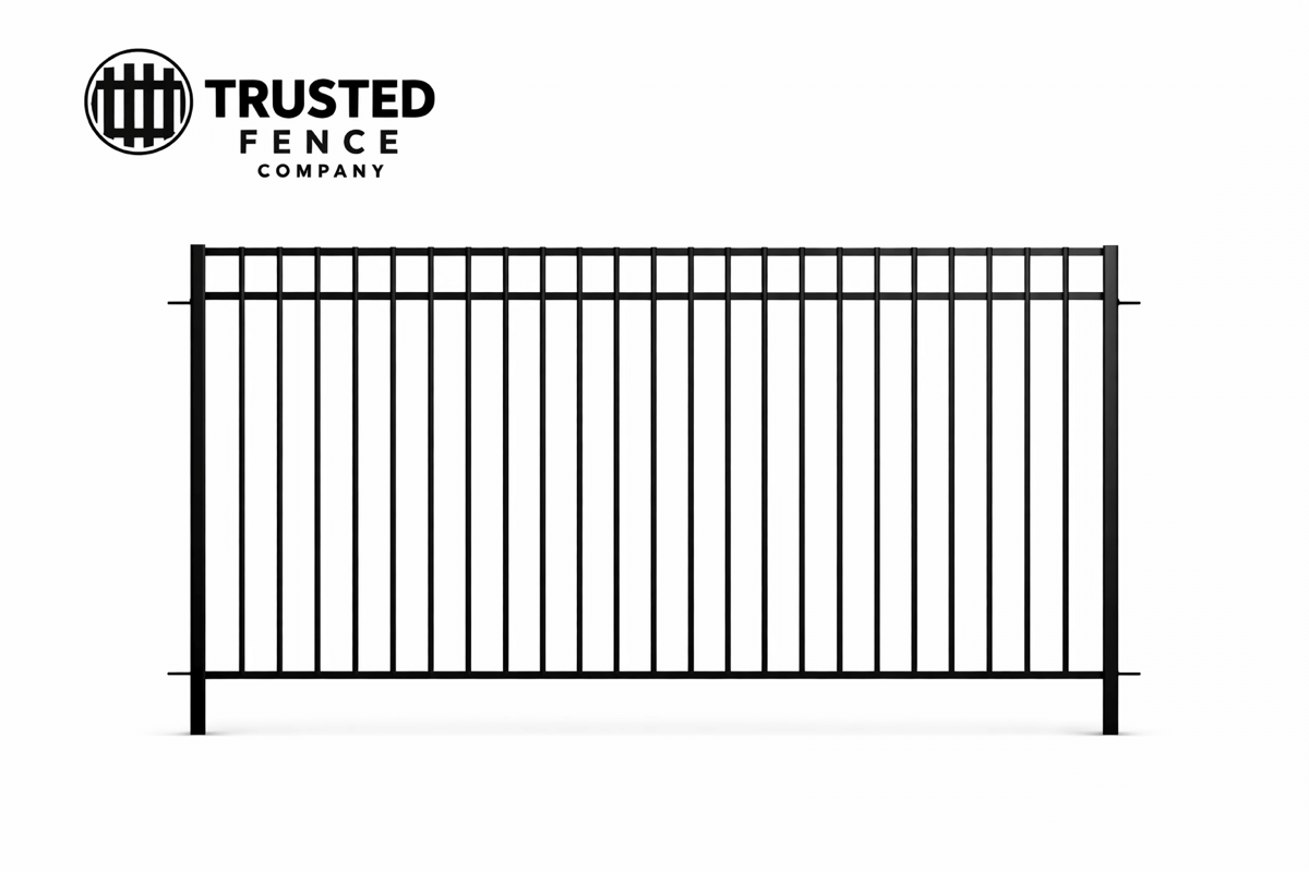 Flat top iron fence panels for residential installation in Salt Lake City