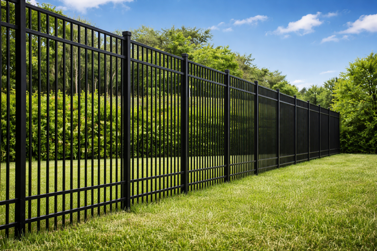 Professional aluminum fence installation in a Salt Lake City backyard
