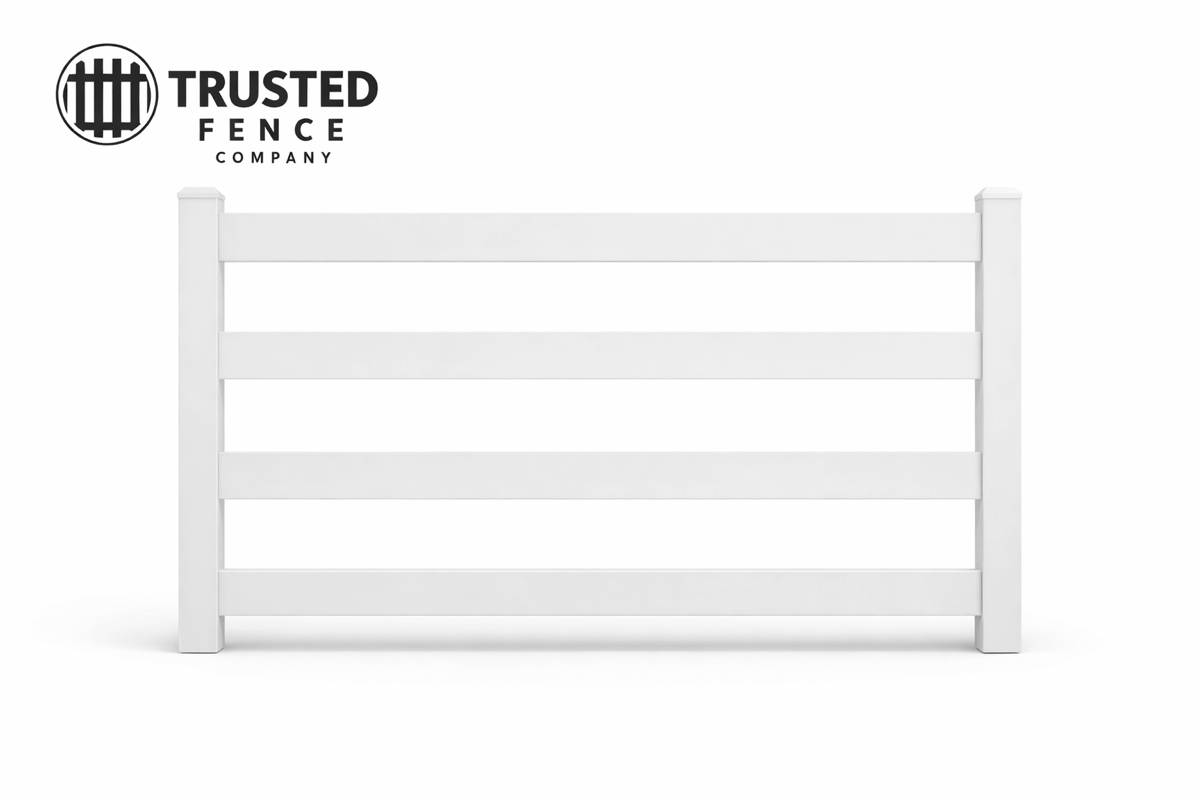 White vinyl ranch rail fencing panels for installation in Salt Lake City