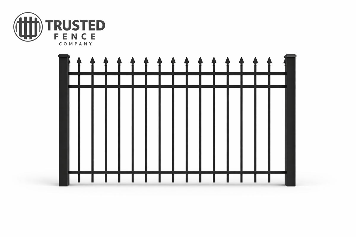 Spear top aluminum fence panels for residential installation in Salt Lake City
