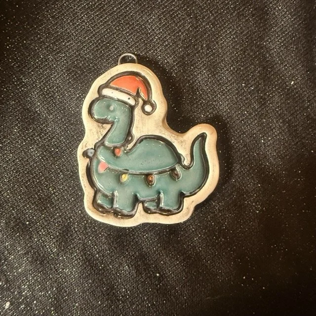 Tiny Holiday Brontosaurus Ornament