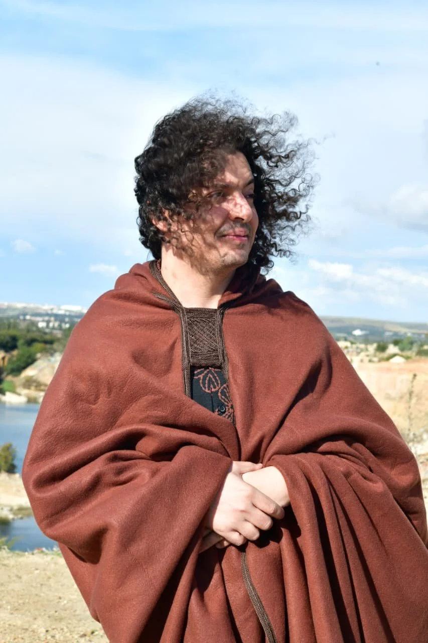 Ghassen Ghediri, The Mystikanly Poet, in traditional Sufi cloak in Tunisia