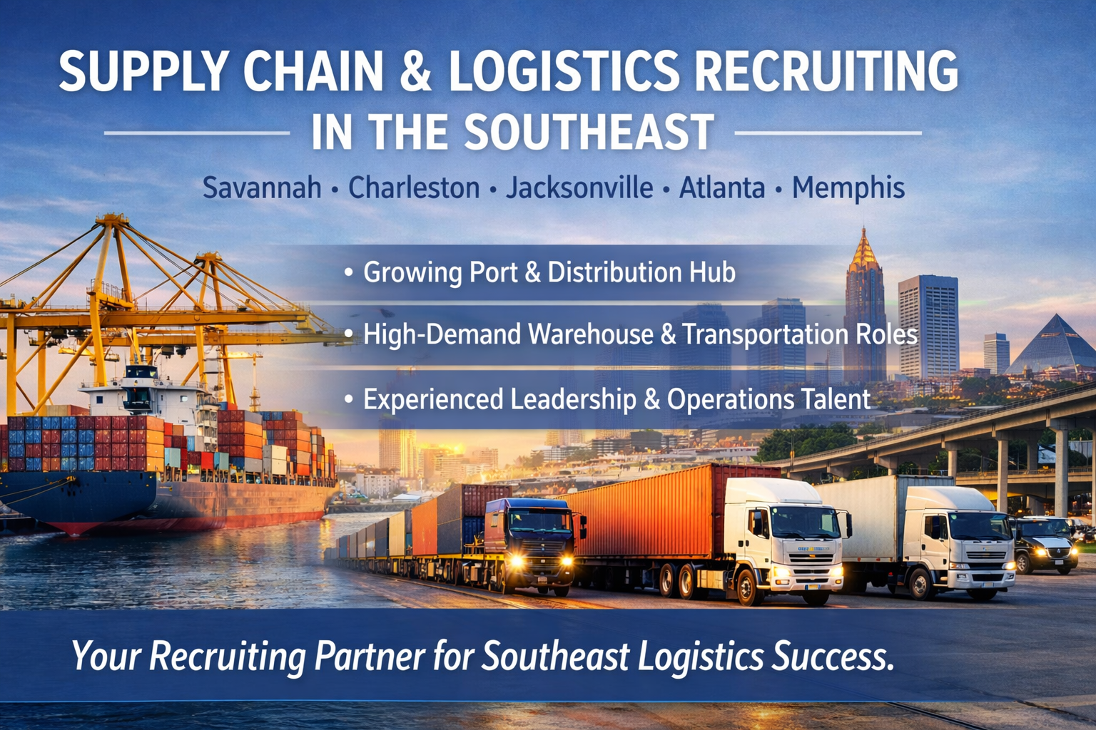 Supply Chain and Logistics Recruiting in the Southeast including Savannah, Charleston, Jacksonville, Atlanta, and Memphis