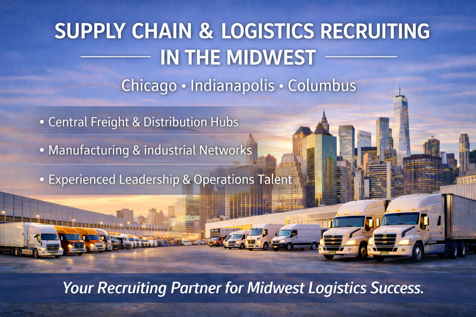 Midwest supply chain and logistics recruiting featuring Chicago, Indianapolis, and Columbus distribution and freight markets