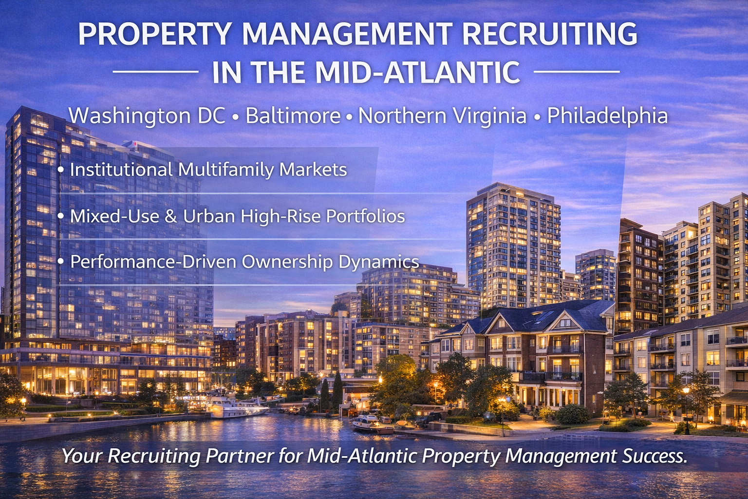 Mid-Atlantic property management recruiting services for Washington DC, Baltimore, and Philadelphia