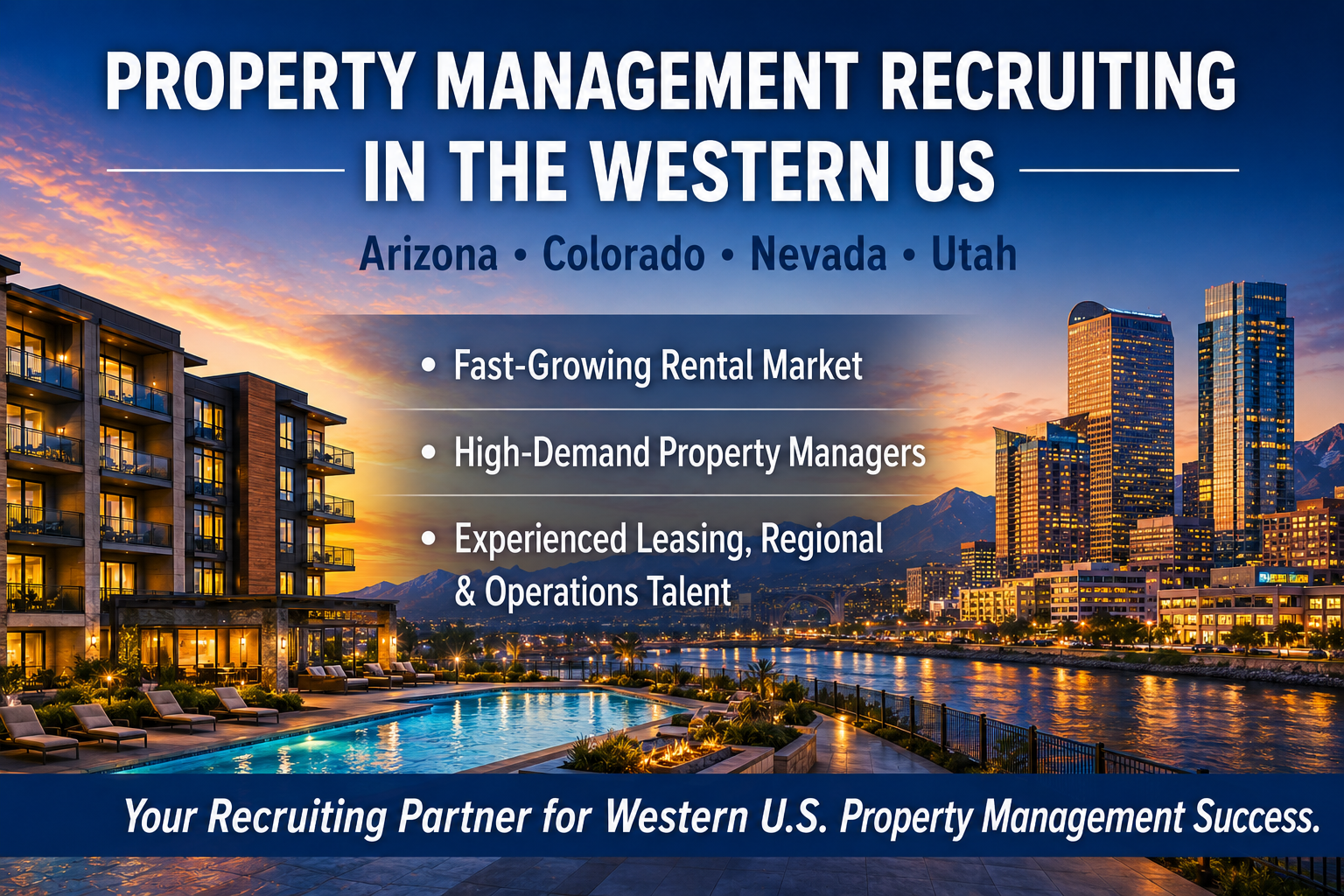 Western U.S. Property Management Recruiting services supporting Arizona, Colorado, Nevada, and Utah multifamily communities.