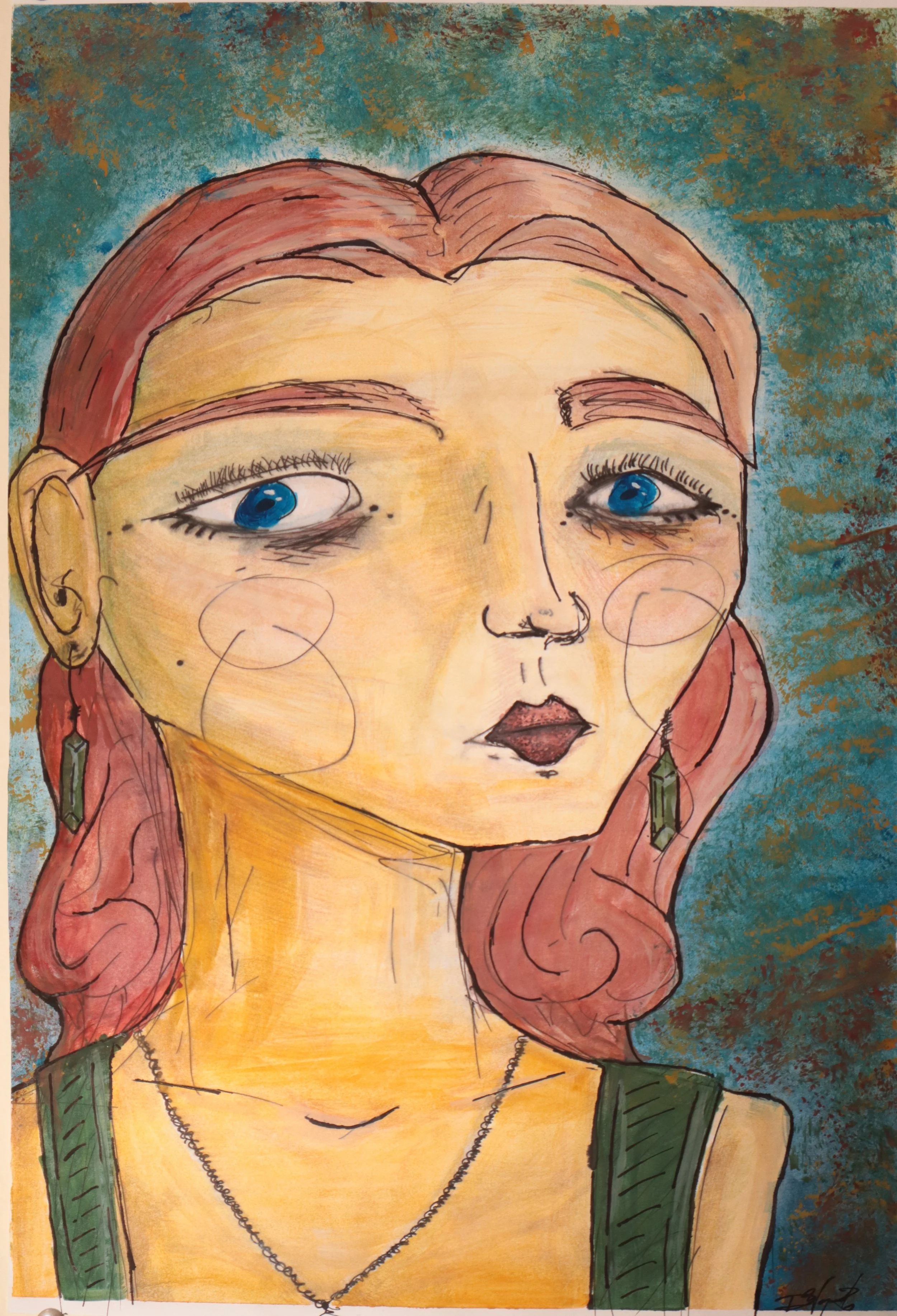 Girl with Green Earrings | ~12"x18" | 2025