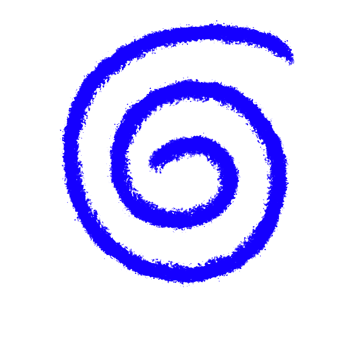 Blue spiral pattern on a clear background.