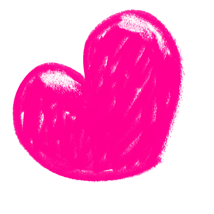 Bright pink heart shape with a fuzzy, textured appearance.