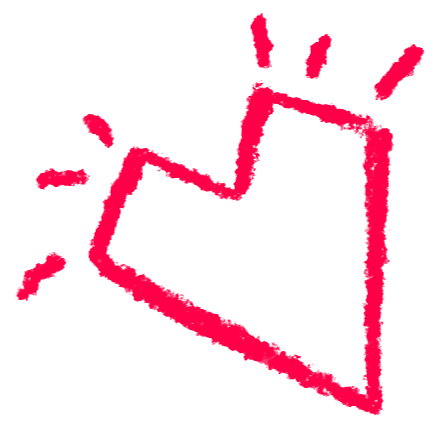 Pink chalk drawing of a simple stylised heart in a hot pink colour.