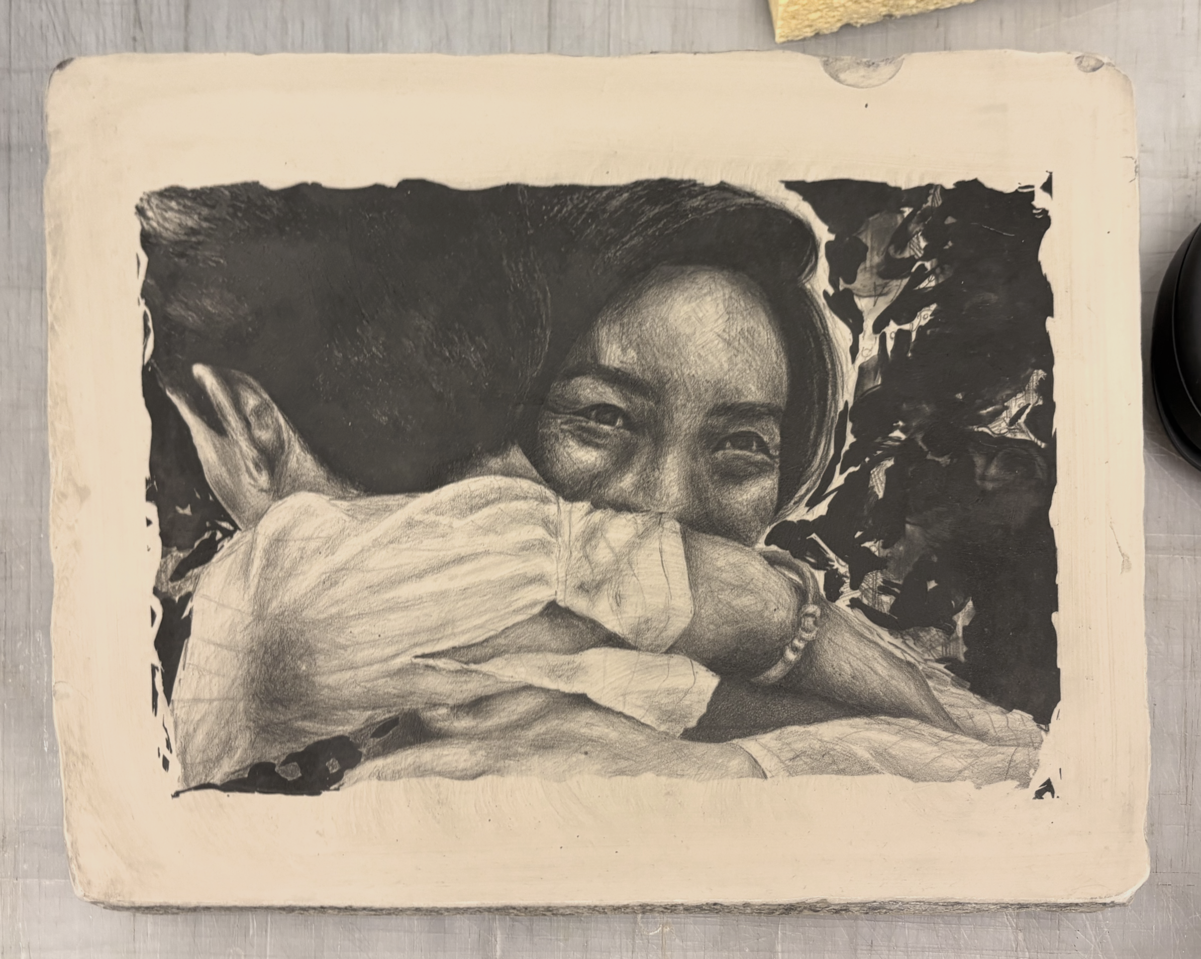 Past Lives. 2025, Litho-ink on litho-stone