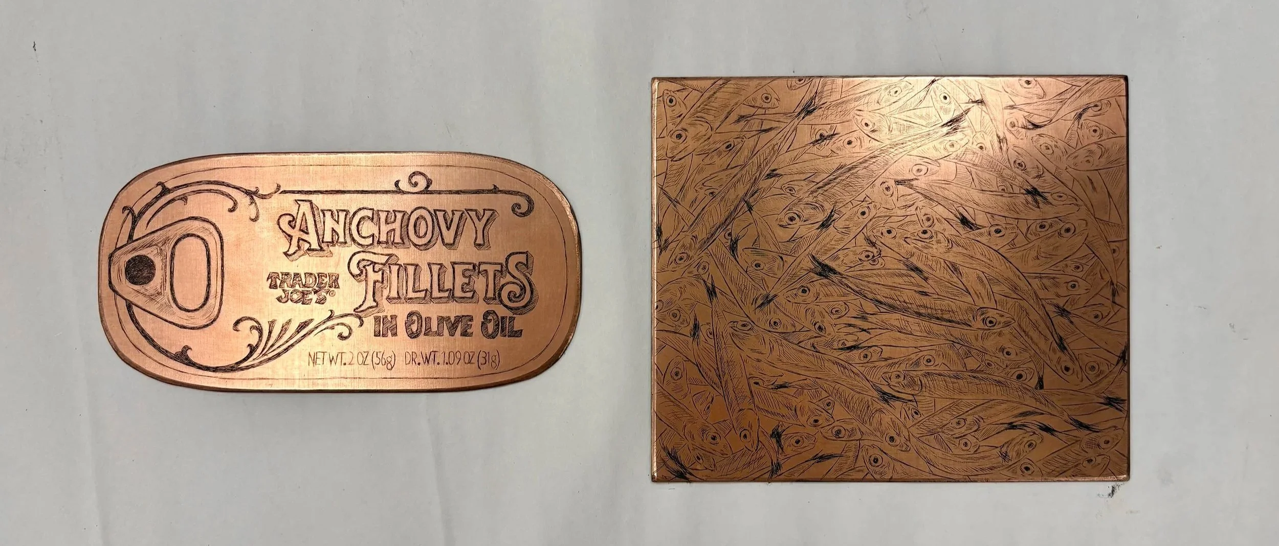 School And Can. 2025, two copper plates