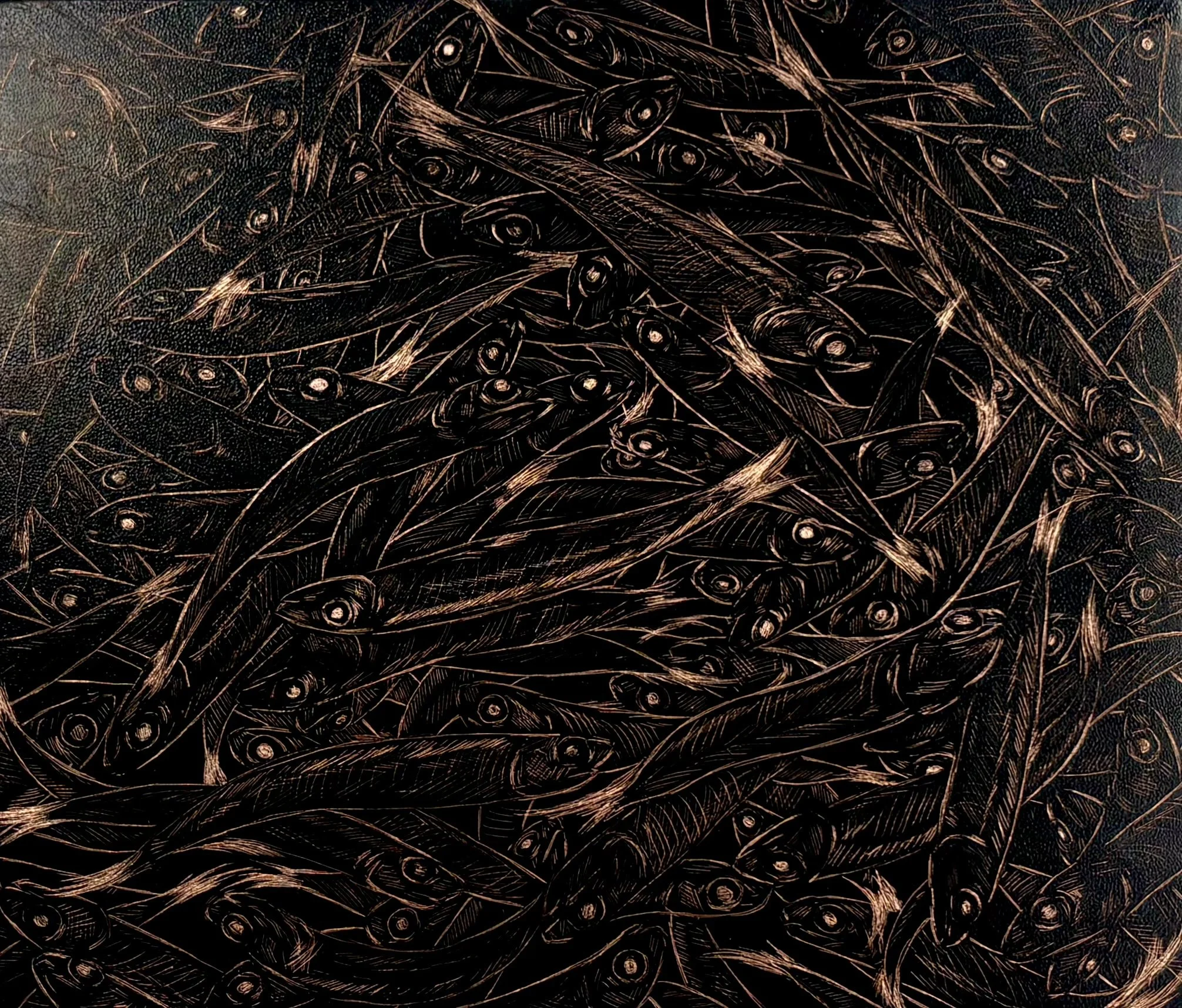 School of Anchovies. 2025, copper plate