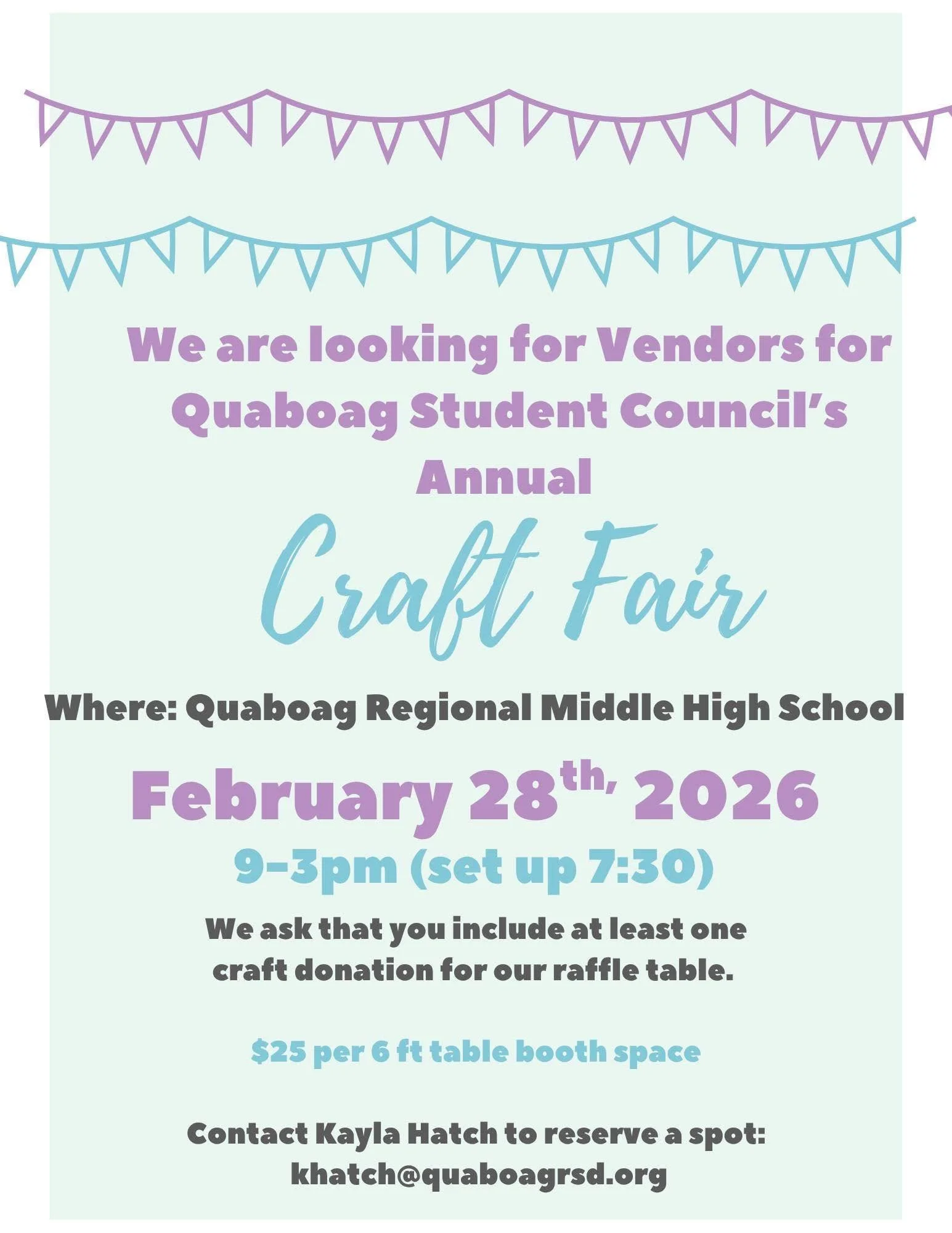 Quaboag Regional Student Council Craft Fair