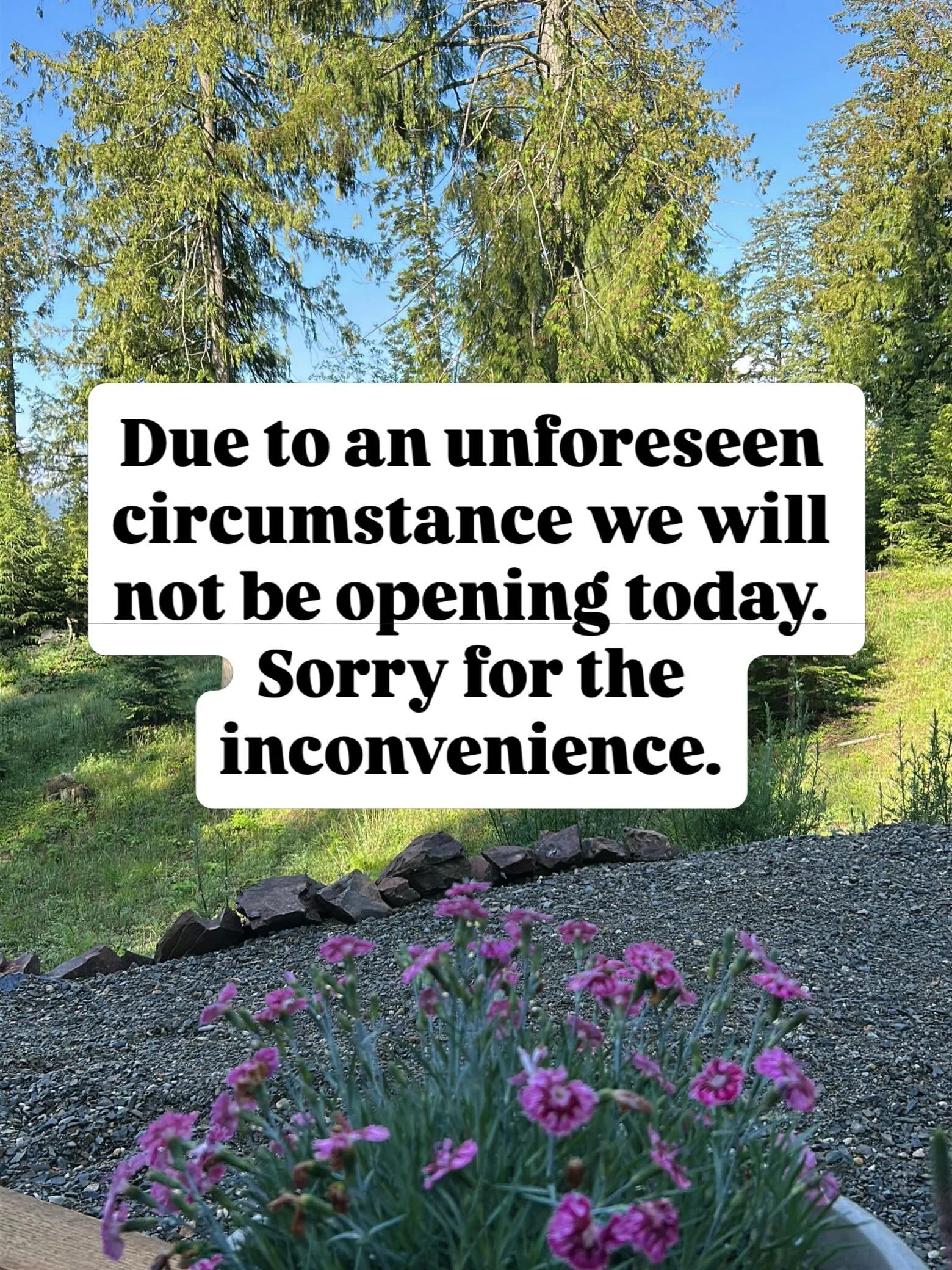 The Farmstand is closed today! Due to an unforeseen circumstance we will be closed. Our apologies for the inconvenience.