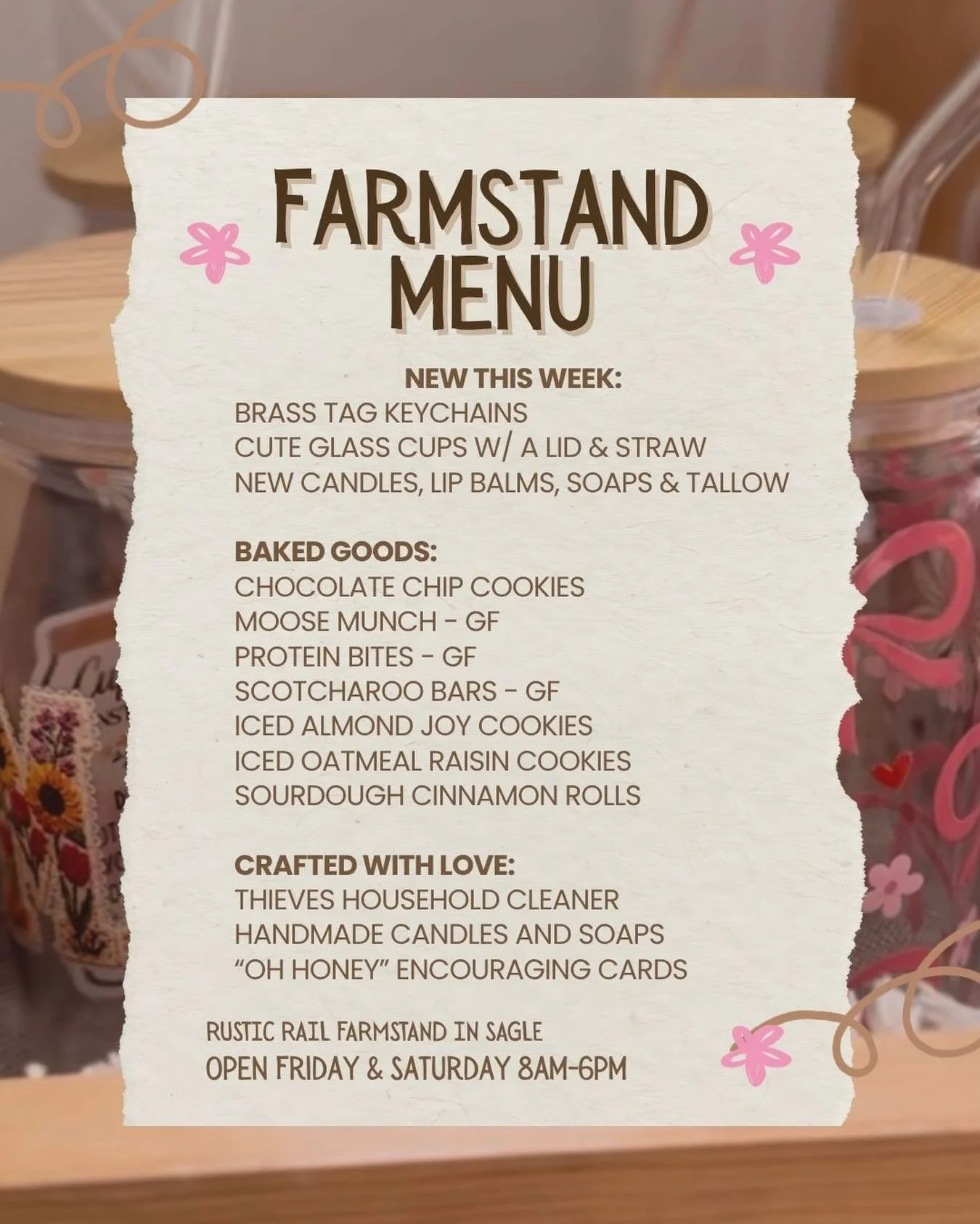 Rustic Rail is open today and tomorrow 8am-6pm!! 340 Lignite Rd. Sagle, ID

Here&rsquo;s what created a lot of buzz last week:
🤤 Scotcharoos (rice krispies with chocolate and peanut butter)
👩🏼&zwj;🍳jar mixes for making your own delicious cookies 