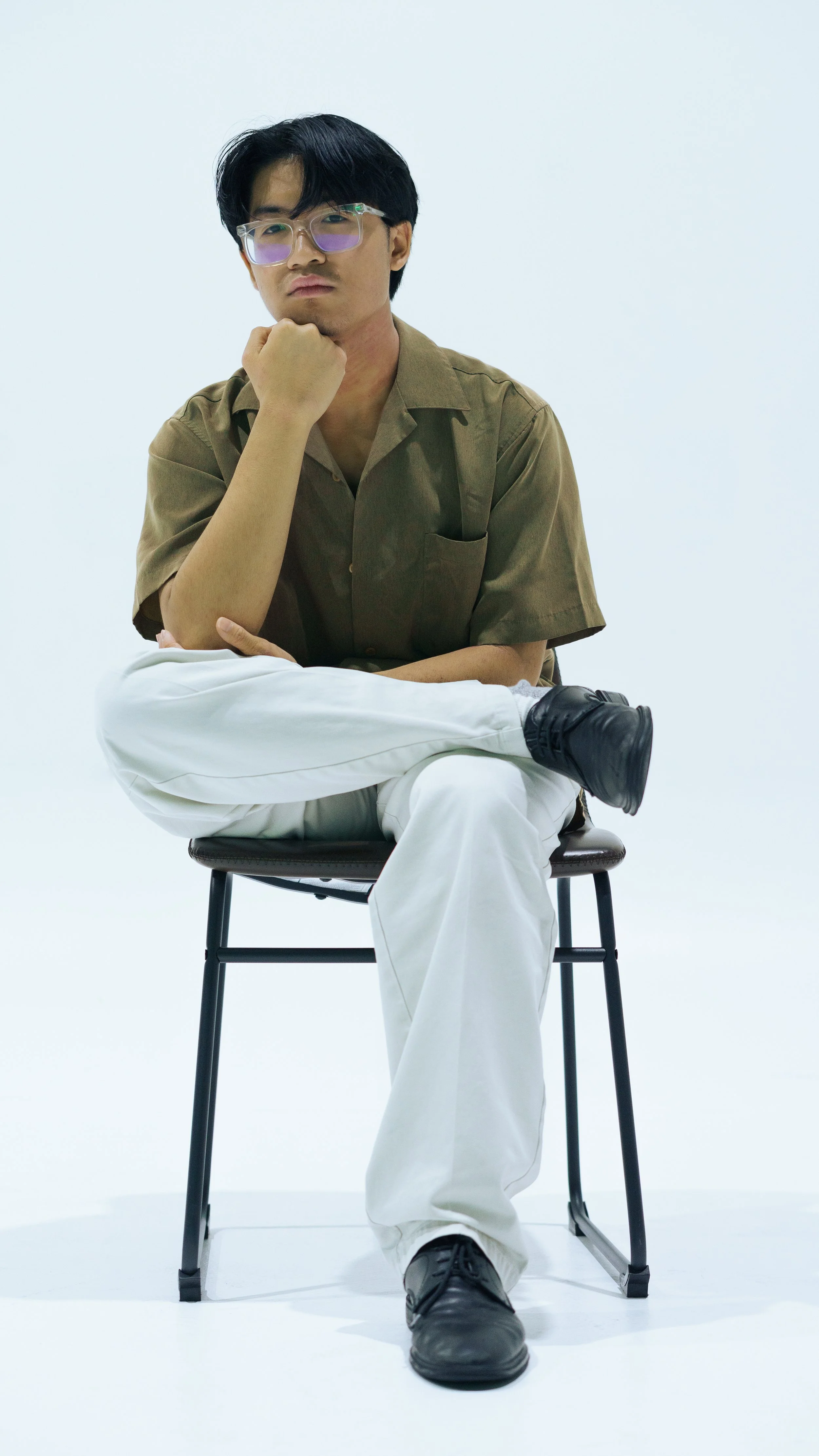 Studio photoshoot with model and chair