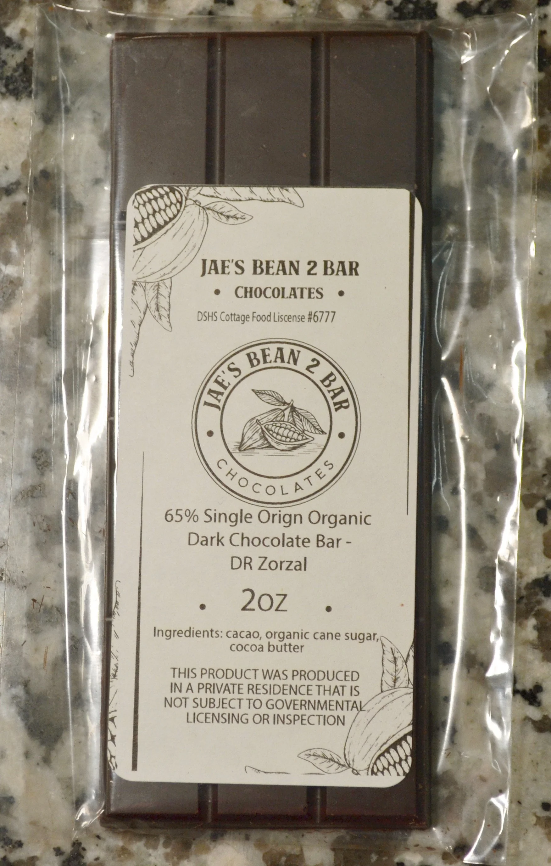 65% Dark Chocolate – Organic Dominican Republic Zorzal - 2 oz